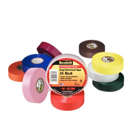3M Scotch Vinyl Color Coding Electrical Tape 35, 1/2 In X 20 Ft, Multi-Color 7010297490
